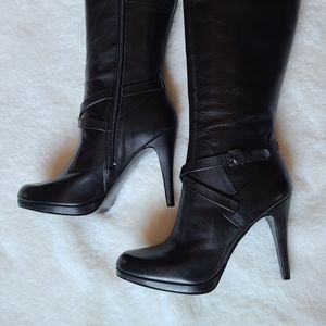 Knee High Black Leather Boots Nine West Romyo